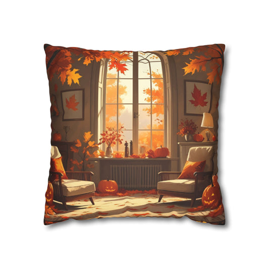 Autumn Home Decor Pillowcase, Cozy Square Cushion Cover, Fall Decor for Living Room, Halloween Accent Pillow, Thanksgiving Gift