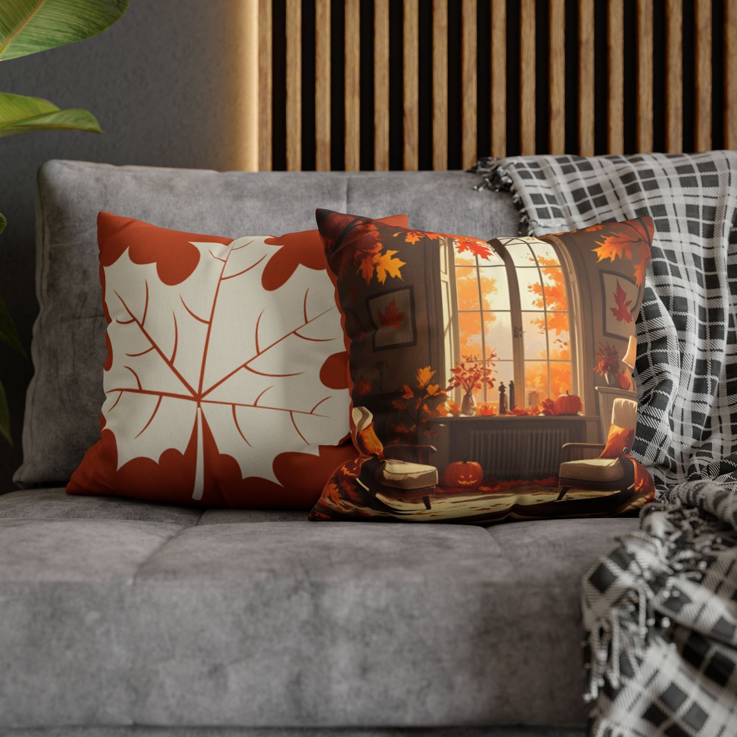 Autumn Home Decor Pillowcase, Cozy Square Cushion Cover, Fall Decor for Living Room, Halloween Accent Pillow, Thanksgiving Gift