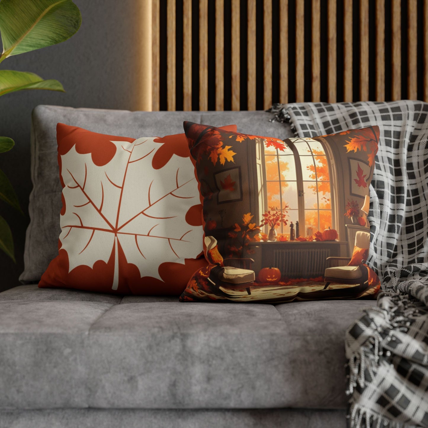 Autumn Home Decor Pillowcase, Cozy Square Cushion Cover, Fall Decor for Living Room, Halloween Accent Pillow, Thanksgiving Gift