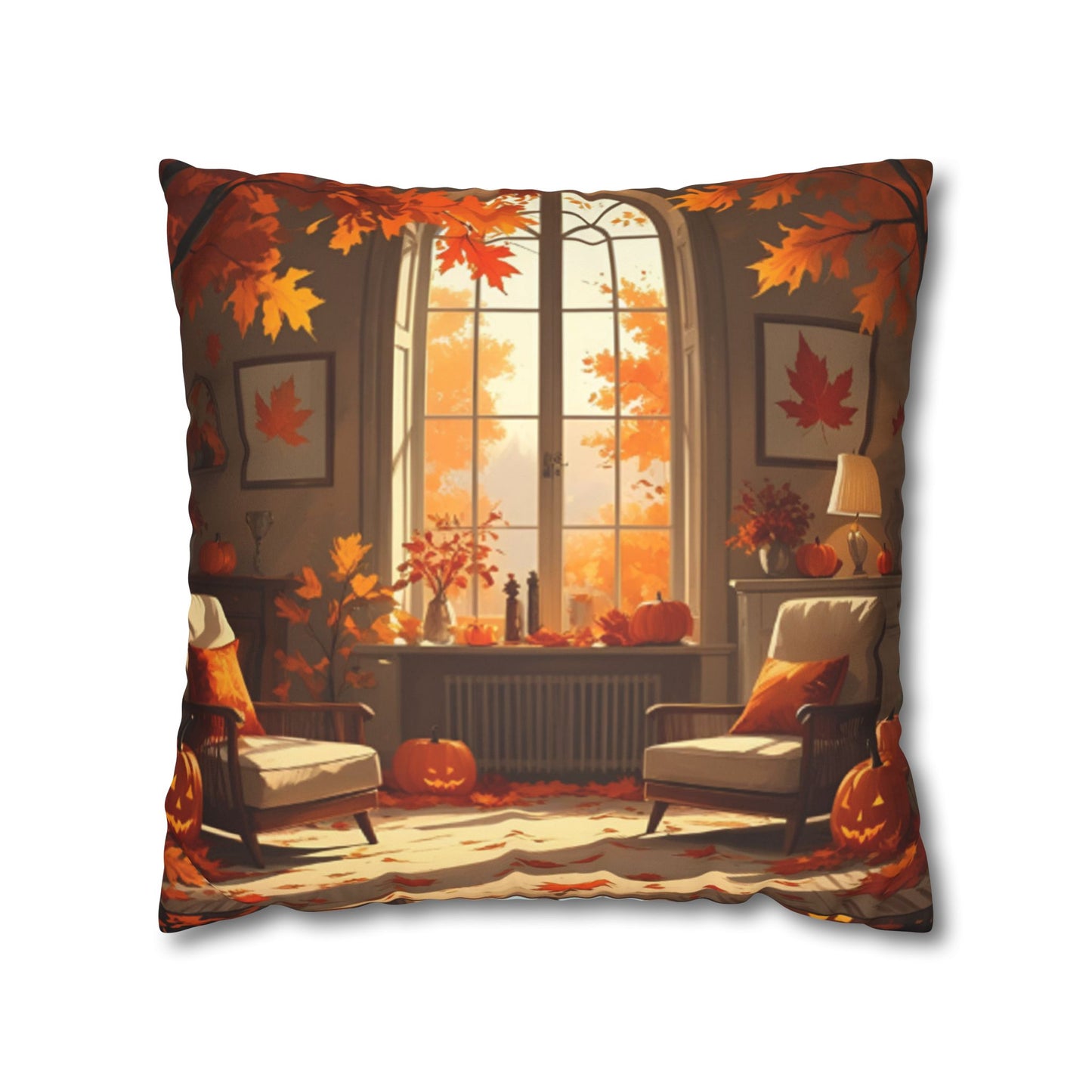 Autumn Home Decor Pillowcase, Cozy Square Cushion Cover, Fall Decor for Living Room, Halloween Accent Pillow, Thanksgiving Gift