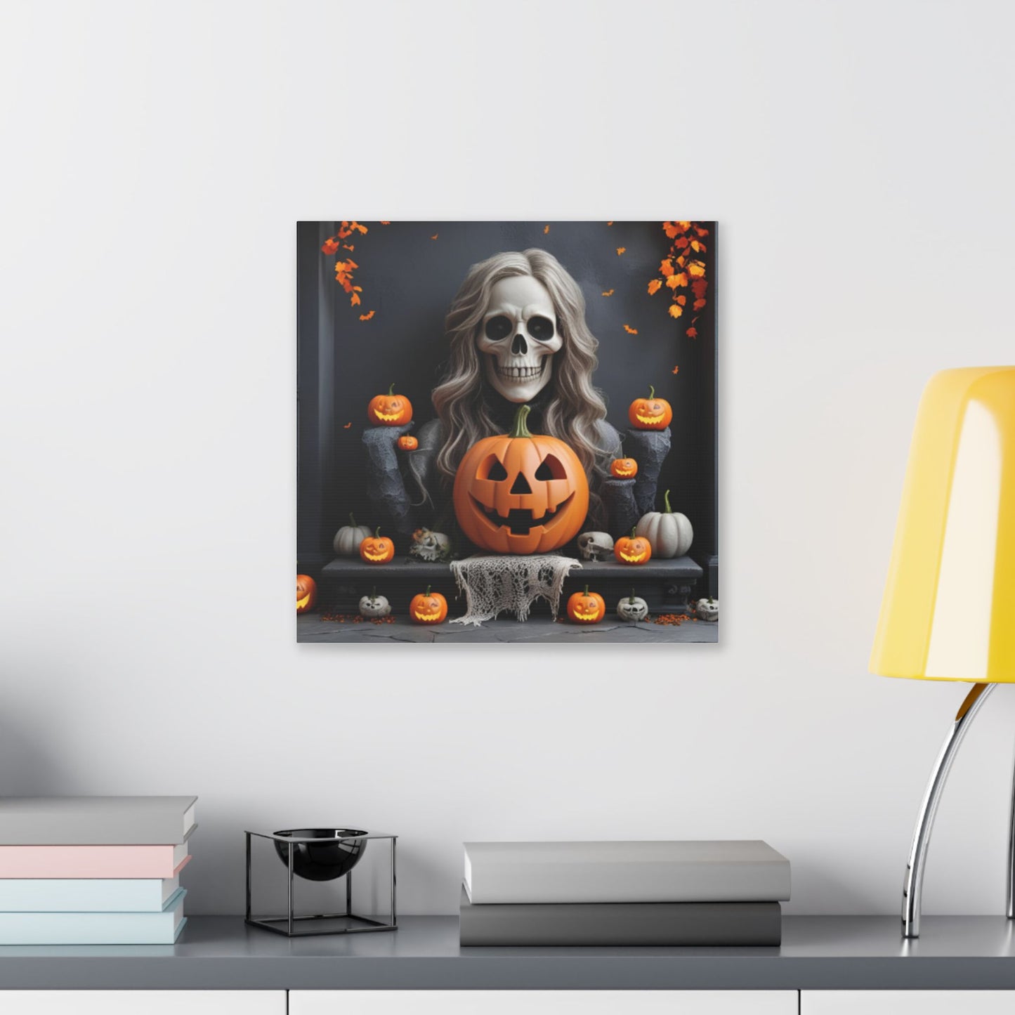 Halloween Themed Canvas Art, Spooky Home Decor, Pumpkin Wall Art, Fall Decoration, Trick or Treat Wall Hanging