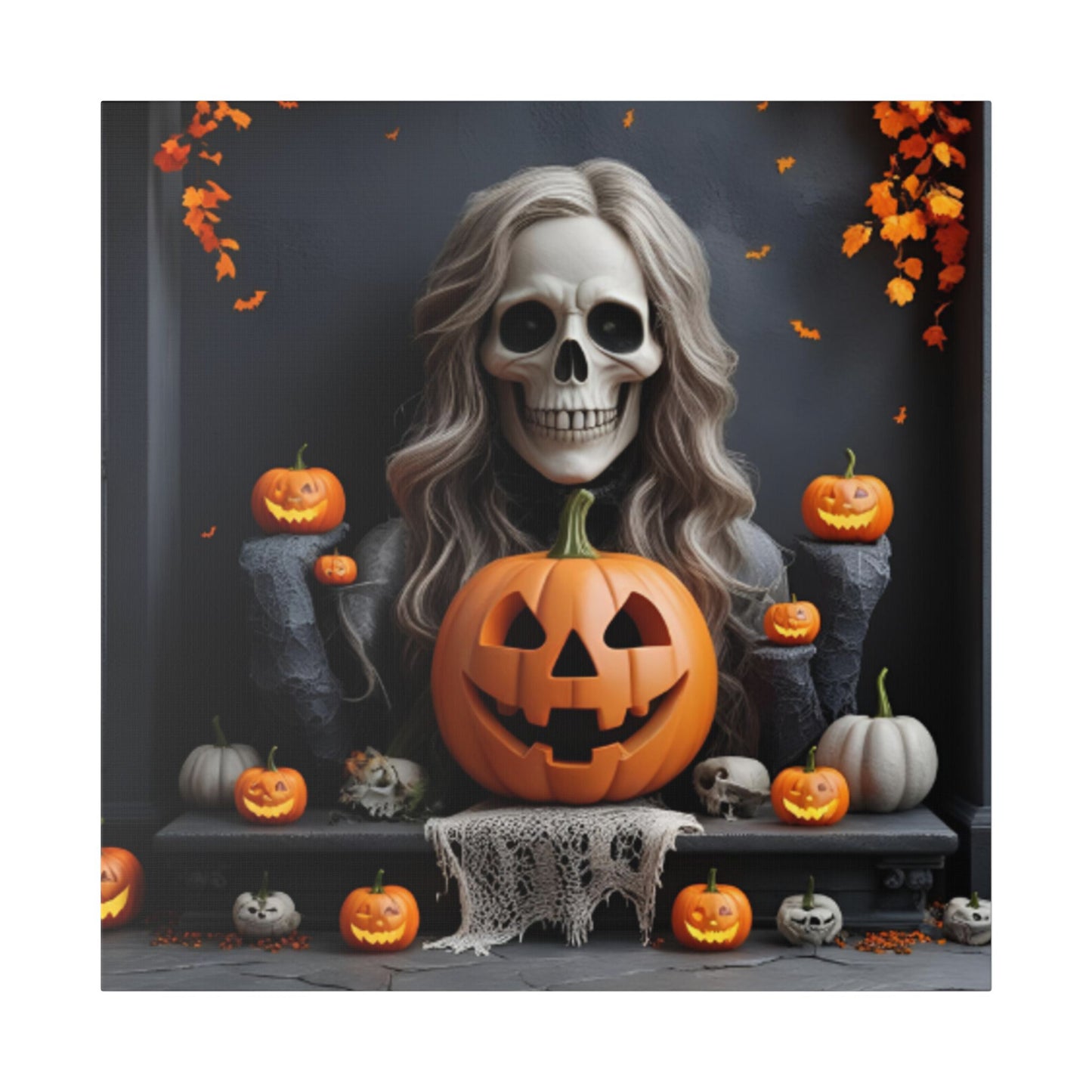 Halloween Themed Canvas Art, Spooky Home Decor, Pumpkin Wall Art, Fall Decoration, Trick or Treat Wall Hanging
