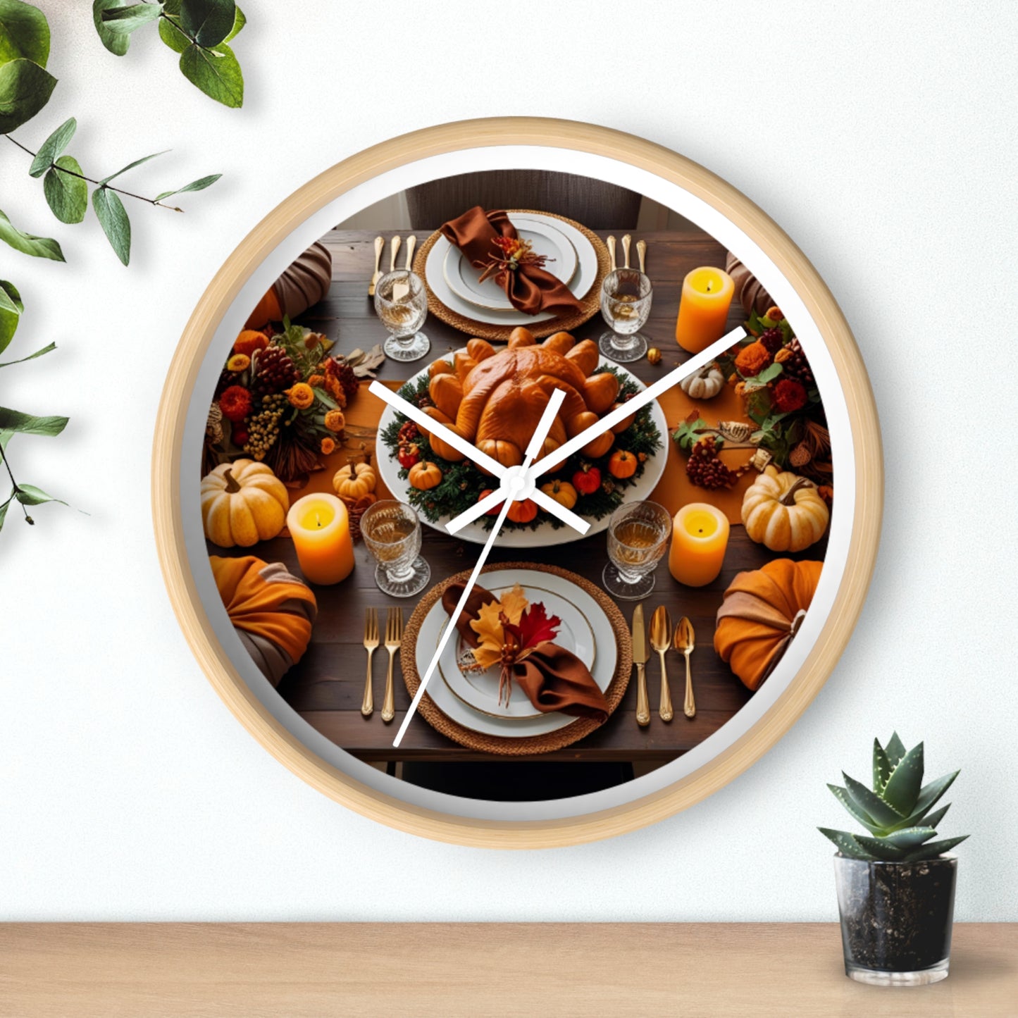 Thanksgiving Feast Wall Clock, Fall Decor, Holiday Decor, Gifting Idea, Autumn Vibes