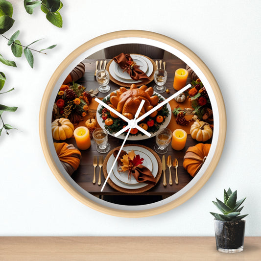 Thanksgiving Feast Wall Clock, Fall Decor, Holiday Decor, Gifting Idea, Autumn Vibes