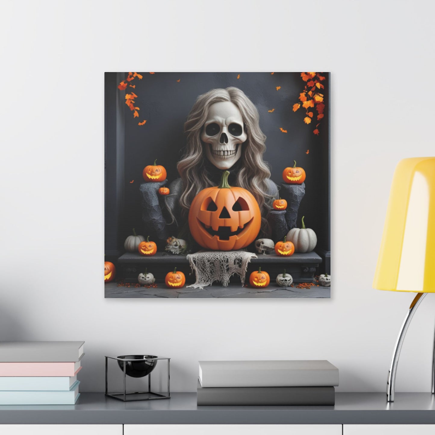 Halloween Themed Canvas Art, Spooky Home Decor, Pumpkin Wall Art, Fall Decoration, Trick or Treat Wall Hanging