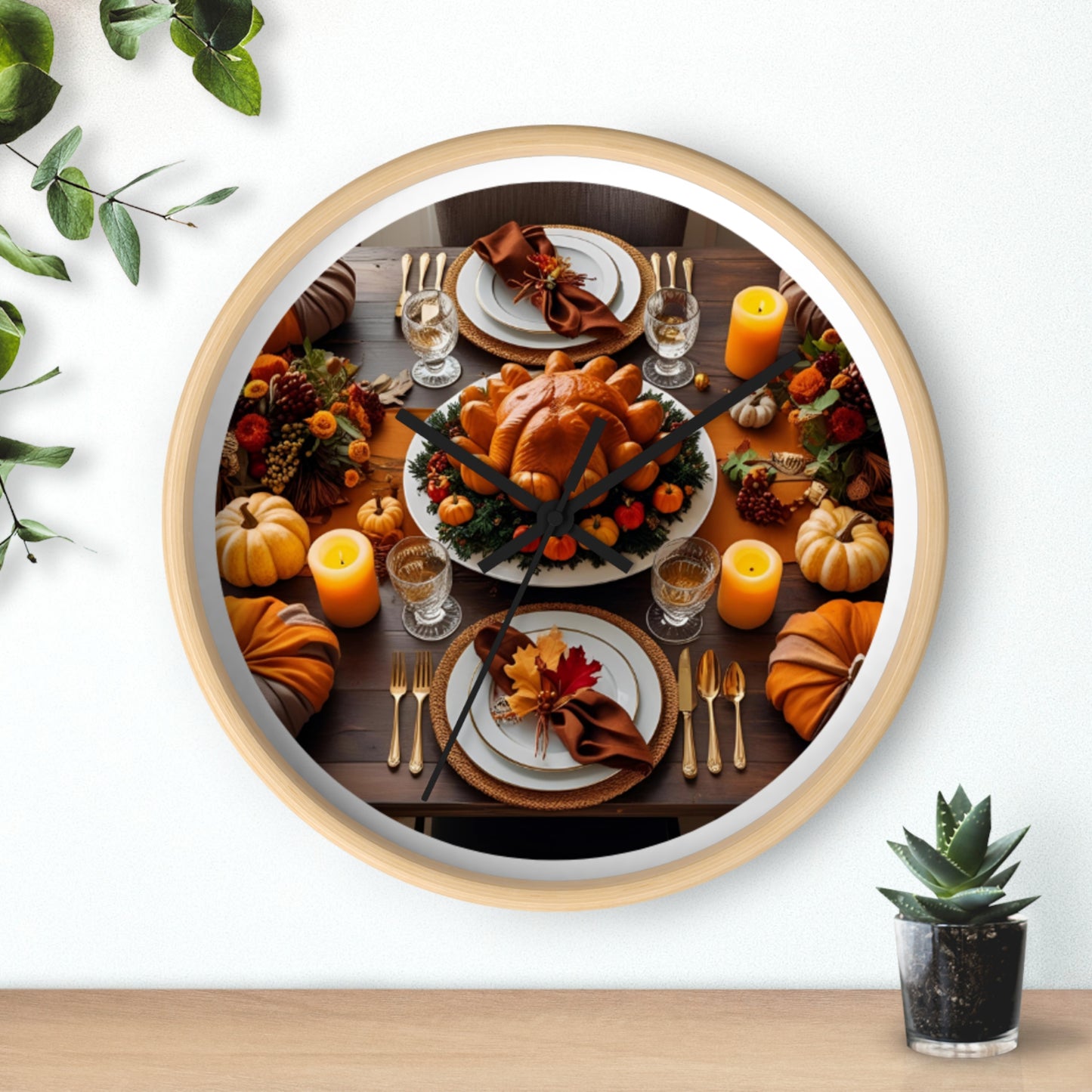 Thanksgiving Feast Wall Clock, Fall Decor, Holiday Decor, Gifting Idea, Autumn Vibes