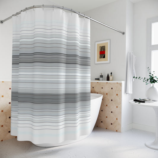 Modern Grey Striped Shower Curtain | Elegant Bathroom Decor, Stylish Home Accessory, Minimalist Bathroom, Gift Idea, Contemporary Design