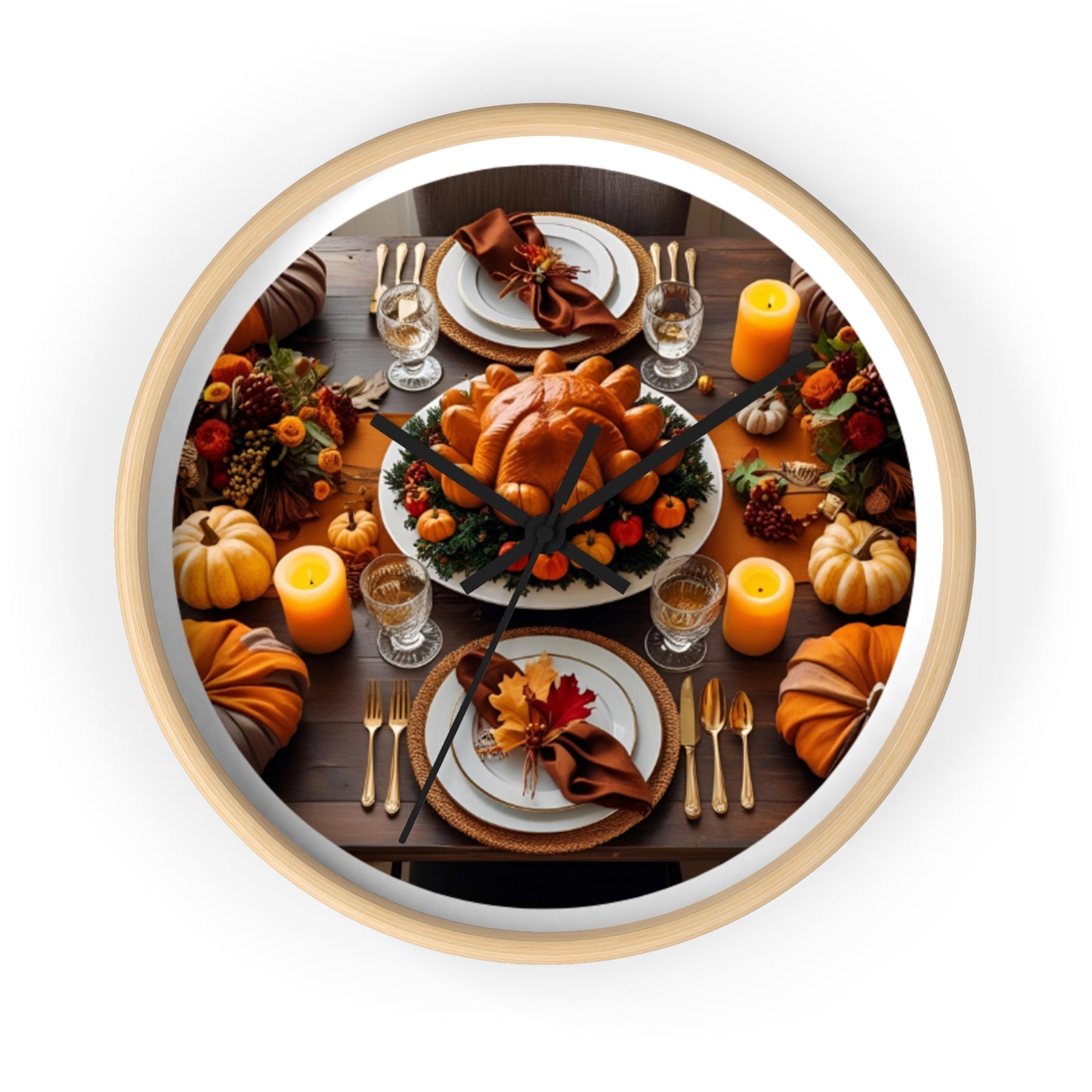 Thanksgiving Feast Wall Clock, Fall Decor, Holiday Decor, Gifting Idea, Autumn Vibes