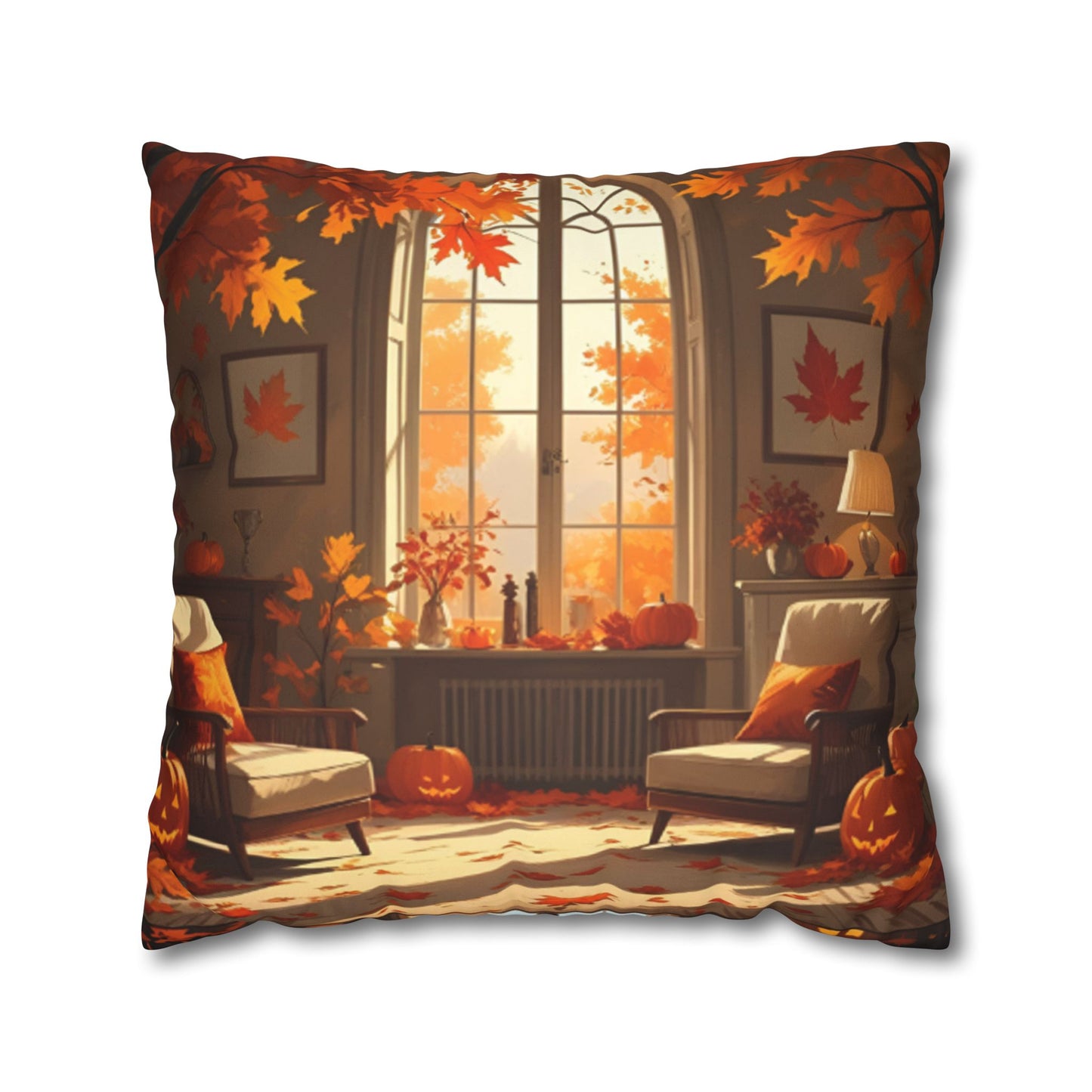 Autumn Home Decor Pillowcase, Cozy Square Cushion Cover, Fall Decor for Living Room, Halloween Accent Pillow, Thanksgiving Gift