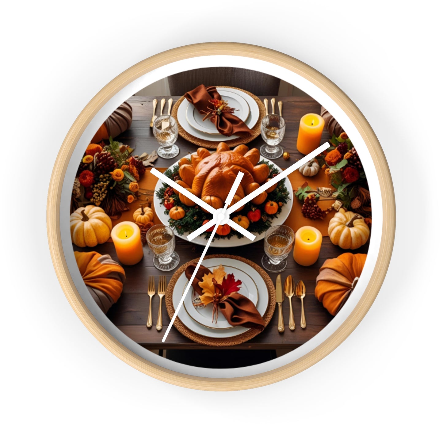 Thanksgiving Feast Wall Clock, Fall Decor, Holiday Decor, Gifting Idea, Autumn Vibes