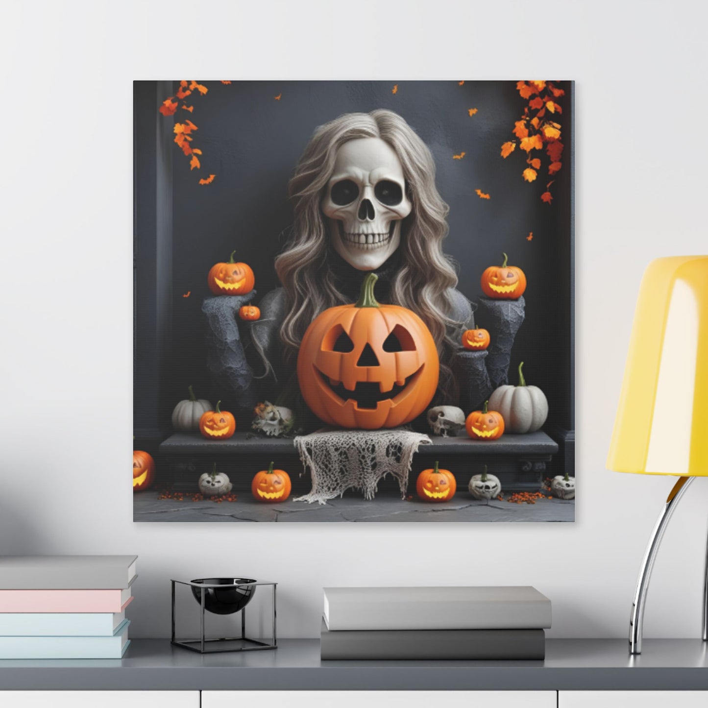 Halloween Themed Canvas Art, Spooky Home Decor, Pumpkin Wall Art, Fall Decoration, Trick or Treat Wall Hanging