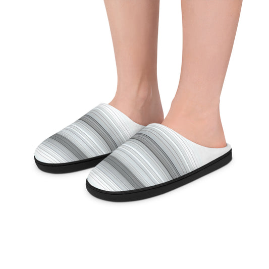 Cozy Women's Indoor Slippers with Stylish Gray Stripes, Comfort Slippers, Home Footwear, Gift for Her, House Shoes, Relaxation Essentials